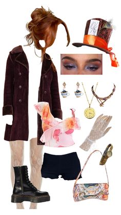 a collage of clothing and accessories including hats, gloves, sunglasses, purses