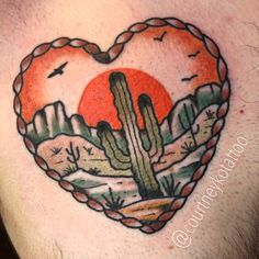 a man with a heart shaped cactus tattoo on his chest