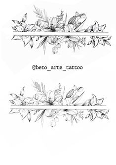 an artistic tattoo design with flowers and leaves