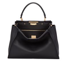 Fendi Peekaboo Medium in Black - Luxury Next Season Fendi Peekaboo Medium, Fendi Peekaboo Bag, Fendi Purse, Fendi Handbag, Studded Purse, Fendi Peekaboo, Compact Bag, Fendi Logo, Studded Bag