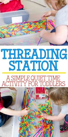 there is a book cover with children playing in the background and text reading, threading station