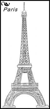 the eiffel tower in paris, france with black and white lines on it