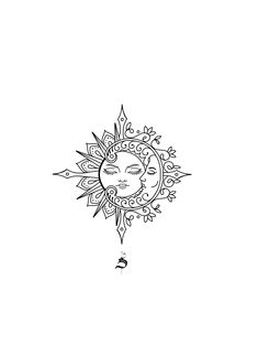 the sun and moon tattoo design