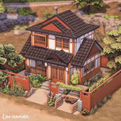 this is an artist's rendering of a house in the middle of a garden