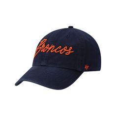 It's game day and you're pumped to go to the stadium to watch the Denver Broncos dominate on the field. Make sure everyone sees your unwavering loyalty by wearing this Denver Broncos Vocal Clean Up adjustable hat from '47. The sleek team-inspired graphics embroidered on the crown of this cap will help highlight your devotion to your favorite NFL franchise!It's game day and you're pumped to go to the stadium to watch the Denver Broncos dominate on the field. Make sure everyone sees your unwaverin Adjustable Throwback Baseball Cap For Game Day, Baseball Cap With Team Logo For Sports Events, Team Spirit Baseball Cap With Team Logo, Team Logo Baseball Cap For Sports Events, Sports Fan Baseball Cap With Team Logo, Game Day Snapback Cap With Team Logo, Game Day Snapback Baseball Cap With Team Logo, Throwback Team-colored Baseball Cap For Fans, Team-colored Baseball Cap With Team Logo For Game Day