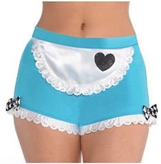 a women's panties with a black heart on the side and white lace trim