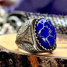 Men Handmade Ring , Natural Blue Lapis Lazuli Ring , Men Natural Lapis Ring , Ottoman Style Ring , 925k Sterling Silver Ring , Gift For Him ★Item Details * Gender : Male / Female * Material : 925K Sterling Silver * Total weight :  15 Grams * Gemstone :  Lapis Lazuli Stone ✔ Ready to Ship in 1-2 Business Days .. ✔ Shipped to the Worldwide 1-5 business days with free shipping... ✔ The product will be sent to you with a handmade wooden box to avoid any damage during shipping... ✔ Visit our store, b Handmade Wooden Boxes, Ottoman Styling, Lapis Ring, Lapis Lazuli Ring, Blue Lapis Lazuli, Ring Men, Lapis Lazuli Stone, Gem Ring, Blue Lapis