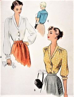 a woman's blouse and skirt pattern from the 1950's