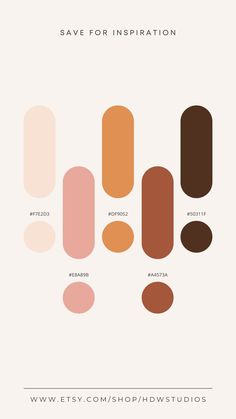 a poster with different colors and shapes for the same color scheme, including brown, pink,