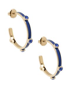 This elegant Enamel Hoop Earring With Crystals Jewelry is finely crafted with an enamel coated hoop and detailed with multiple front-facing crystals for a sophisticated sparkle. The perfect accessory to add a touch of glamour to any look. Details:- Available in 7 Colors- Post Back- Open-Style Hoops- Nickel and Lead Compliant (Hypoallergenic)Dimensions:- 30mm/1.25" Hoop Diameter Crystals Jewelry, Crystal Jewelry, Cobalt, Lavender, Hoop Earrings, Sparkle, Crystals, Cream, Black