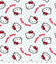 a hello kitty pattern on white fabric