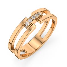 KADJA est une bague lien en or 18 K, de 5,3 mm de large, dont le lien élégant est serti de 5 diamants de 0.01 carat de qualité G SI1, pour un poids total de 0.5 carat. [835,00 €] Wedding Couples, Gold Bracelet, Rings For Men