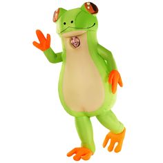 an inflatable frog costume is shown with its arms out and legs spread wide