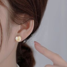 Heart Ear Studmeasurement is cm.Product Information Material: 100% Alloy, Silver Plating, Gold Plating Color: 1 Pair - Stud Earring - Gold Soft Girl Clothes, Kawaii Dress, Earring Gold, Ear Stud, Kawaii Clothes, Ear Studs, Gold Earrings Studs, Stud Earring, Grunge Outfits