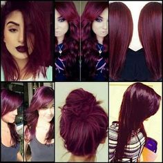 Merlot Hair Color, Pelo Color Vino, Maroon Hair, Hair Color Burgundy, Hair Color And Cut, Red Hair Color