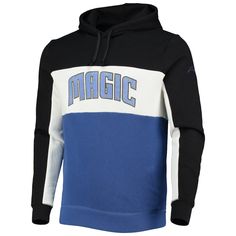 When your favorite team hits the court, stay warm in this Wordmark Colorblock Fleece pullover hoodie from Junk Food. It features the unmistakable Orlando Magic wordmark on one side and colorblock panels to help you proudly rep the team. This midweight hoodie's soft fleece lining ensures you feel your best as you cheer on the Orlando Magic through each quarter. Brand: Junk Food Fleece lining Hood with drawstrings Imported Long sleeve Machine wash, tumble dry low Material: 63% Cotton/37% Polyester Throwback Team-colored Hoodie For Fan Gear, Sports Hoodie Sweatshirt With Color Block, Sports Color Block Hoodie Sweatshirt, Game Day Throwback Hooded Sweatshirt, Throwback Hoodie For Sports Events, Throwback Team-colored Hoodie For Game Day, Team-colored Throwback Sweatshirt For Fan Gear, Throwback Team-colored Sweatshirt For Fan Gear, Throwback Team-colored Sweatshirt For Sports Events