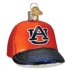 an orange hat ornament with the auburn logo on it