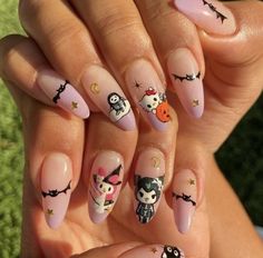 Nail Art Halloween, Holloween Nails, Halloween Manicure, Halloween Acrylic Nails, Acrylic Nail Set, Cute Halloween Nails, Acrylic Nail Kit, Hello Kitty And Friends, Cute Acrylic Nail Designs