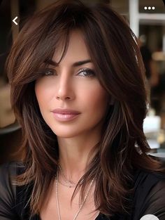 Medium Length Brown Hair With Dimension, Face Framing Layers Mid Length Hair, Indian Haircut For Women Medium Length, Global Hair Color For Indian Skin Tone, Brown Eyed Brunette, Rambut Brunette, Haircuts For Medium Length Hair, Bangs With Medium Hair