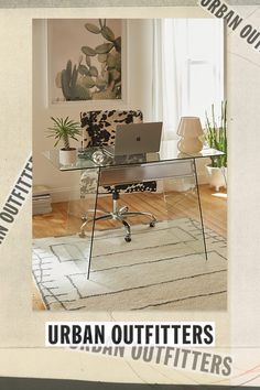 an advertisement for urban outfitters featuring a desk and chair