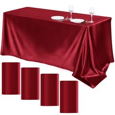 PRICES MAY VARY. Sufficient quantity: you will get 4 packs of burgundy satin tablecloths, exquisite and elegant design, simple and stylish, which can add more design to your room, enhancing the decoration level of your house, the enough quantity can well meet your using needs Large size: the size of our ivory satin table covers are 102 x 58 inches/259 x 147 cm, which is large enough to decorate a table that can accommodate 10-12 persons; the elegant color will make the tablecloth more delicate, Satin Tablecloth, Buffet Party, Rectangle Tablecloth, Banquet Tables, Best Dining, White Solid, Buffet Table, Table Cover, Elegant Table