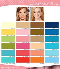 Best colors for Warm Spring seasonal color women; Warm Spring color palette Color Analysis Spring, 30 Something