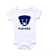 Pumas De La Unam Baby Onesie White Casual Onesie For Playtime, Casual White Onesie For Playtime, Casual Blue Onesie With Letter Print, Blue Casual Onesie With Letter Print, Casual White Onesie For Playwear, Contemporary Ballet, Overalls Pants, Girls Tie, Pink Rompers