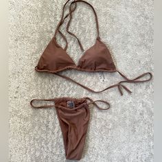 Never Worn Hot Brown Bikini Set Includes Top And Bottom Pet Free Smoke Free Home Questions Leave A Comment Brown Triangle Top Swimwear For Pool, Brown Halter Neck Swimwear For Pool, Summer Brown Swimwear With Tie-side Bottom, Summer Brown Tie-side Swimwear Bottom, Fitted Brown Swimwear For Beach, Fitted Brown Swimwear For The Beach, Brown Triangle Top Swimwear For Beach, Brown Beachy Swimwear For Beach Season, Beachy Brown Swimwear For Beach Party