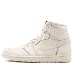 The Nike Air Jordan 1 Retro High OG 'Sail' is a stylish and versatile sneaker that can be dressed up or down. Featuring an Off-White Sail leather upper with a tonal Sail rubber outsole, the 'Sail' is perfect for any summer outfit. The University Red Nike Air branding on the tongue tab adds a pop of color, while the 'Triple Black' colorway makes this shoe perfect for any occasion. (AJ1/SNKR/High Top/Basketball/Wear-resistant) Custom High-top Sneakers With Vibram Sole For Light Sports, Sporty Cream Leather Custom Sneakers, Cream Leather Sneakers For Streetwear, White High-top Sneakers With Vibram Sole For Light Sports, High-top Sneakers With Vibram Sole For Light Sports, Urban Leather Custom Sneakers With Vibram Sole, Urban Custom Leather Sneakers With Vibram Sole, Urban Leather Sneakers With Vibram Sole, Cream Leather Sneakers For Light Sports