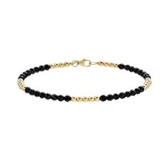 Add a touch of drama to your jewelry box with this onyx and 14k gold beaded bracelet. Click on this JEWELRY & WATCHES GUIDE to learn about fit, styles, materials and more! Add a touch of drama to your jewelry box with this onyx and 14k gold beaded bracelet. Click on this JEWELRY & WATCHES GUIDE to learn about fit, styles, materials and more! FEATURES Length: 7 in. Clasp: lobster-claw Metal: 14k gold Finish: polished Packaging: boxedSTONE DETAILS Stone type: onyx Total weight: 4.25 ct. Shape: rou Elegant Black Beaded Bracelets, Elegant Onyx Beaded Bracelets With Black Beads, Elegant Black Bracelets In 14k Gold, Black Adjustable Elegant Gold Bracelet, Elegant Adjustable Black Gold Bracelet, Elegant Black Adjustable Gold Bracelet, Elegant Black 14k Gold Bracelets, Elegant Onyx Beaded Bracelets With Gemstone Beads, Elegant Black Bracelets With Faceted Beads