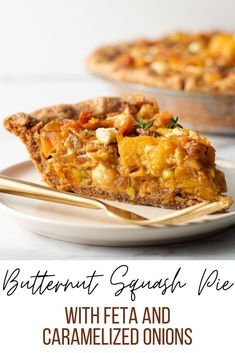 A slice of savory butternut squash pie on a plate. Butternut Squash Quiche, Vegetable Tarts, Savory Pie Recipes, Squash Pie Recipes, Whole Wheat Pie Crust, Butternut Squash Pie, Postpartum Meals, Savory Butternut Squash, Squash Pie