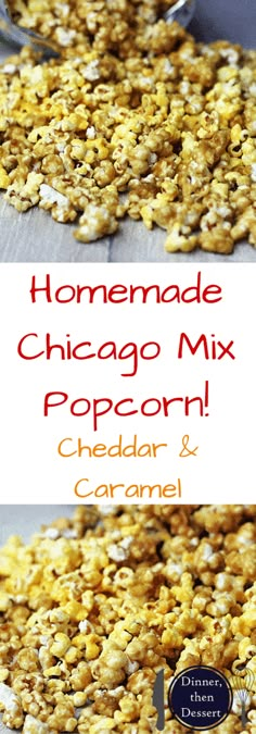 homemade chicago mix popcorn with cheddar and caramel