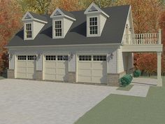 a three car garage is shown in this computer rendering