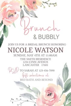 the bridal and bubbly wedding shower is shown