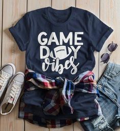 Women's Game Day Vibes T Shirt Football Tshirt Football Shirts Graphic Tee | eBay Funny Birthday Shirts, Hipster Tshirts, Elf T Shirt, Farmer Shirt, Word Shirts, Matching Christmas Shirts, Turkey Shirts, Inspirational Tees, Hipster Shirts