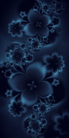 an abstract blue background with flowers on it