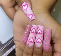 Sparkly Valentines Nails, Nails Collection, Sunflower Nails, Acrylic Nail Set, Long Acrylic Nail Designs, Hard Nails, Valentine Nails, Long Nail Designs, Cute Spring Nails