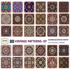 an assortment of vintage rugs with different patterns