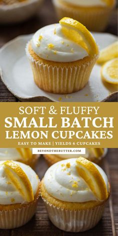 small batch lemon cupcakes with white frosting