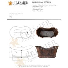 an old fashioned bath tub and foot rester with measurements for the model number b - victorian