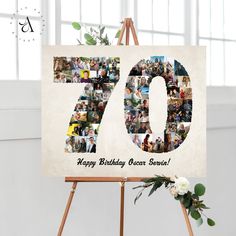 a canvas with the number seventyth birthday photo on it