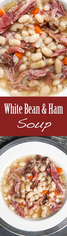 white bean and ham soup with carrots on the side