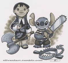 an image of a cartoon character with a chainsaw and a baby grooter