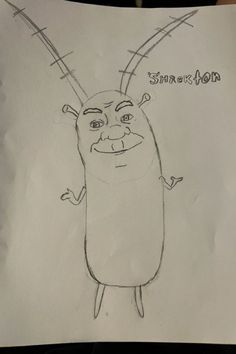 a drawing of a cartoon character is shown