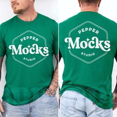 Cotton Fan Apparel T-shirt With Branding, Fan Apparel Tops With Branding And Crew Neck, Fan Apparel T-shirt With Branding And Crew Neck, Real Model, Simple Aesthetic, Green T Shirt, T Shirt Mockup, Back View, Green Tshirt