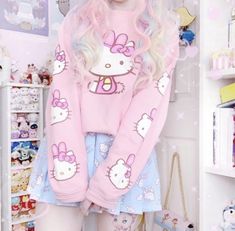 Sanrio outfit Sanrio Core Outfits, Cinema Outfit, Sanrio Party, Kuromi Clothes, 20 Something, Pastel Goth Outfits, Hello Kitty Clothes