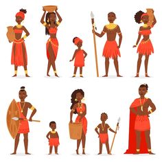 Vector african people black man beautif... | Premium Vector #Freepik #vector #traditional-clothes #traditional-dress #girl-clothes #kids-clothes Africa Illustration, Island Drawing, Dress Vector, Traditional African Clothing, Style Africain, African People, Afro Women, Ethnic Dress, Black Man