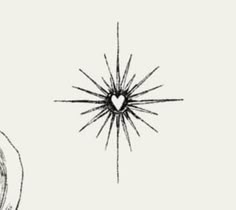 an ink drawing of a star with a heart in the middle