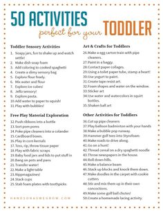 the 50 activities perfect for your toddler to do with their own toys and crafts