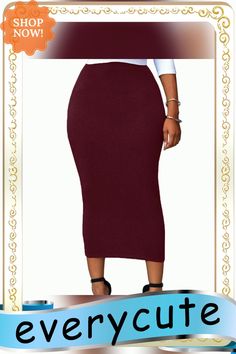 Wine Red High-waisted Bodycon Maxi Skirt Red Stretch Pencil Skirt, Red Fitted Long Pencil Skirt, Red Relaxed Fit Pencil Skirt, Red High Waist Maxi Skirt, Stretch Red Skirt, Red Stretch Skirt Solid Color, Red Stretch Skirt With Solid Color, Red Pencil Skirt For Fall, High Waist Red Skirt